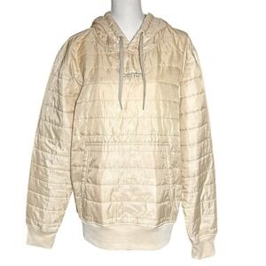 CENTRE Grown From Concrete Mens L Beige Quilted Pullover Hoodie Streetwear Texas